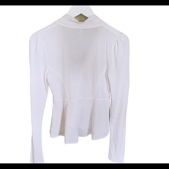 FREE PEOPLE Lois Tie Front Long Sleeve Blouse With V Cut Ivory White Size Small - Picture 6 of 11